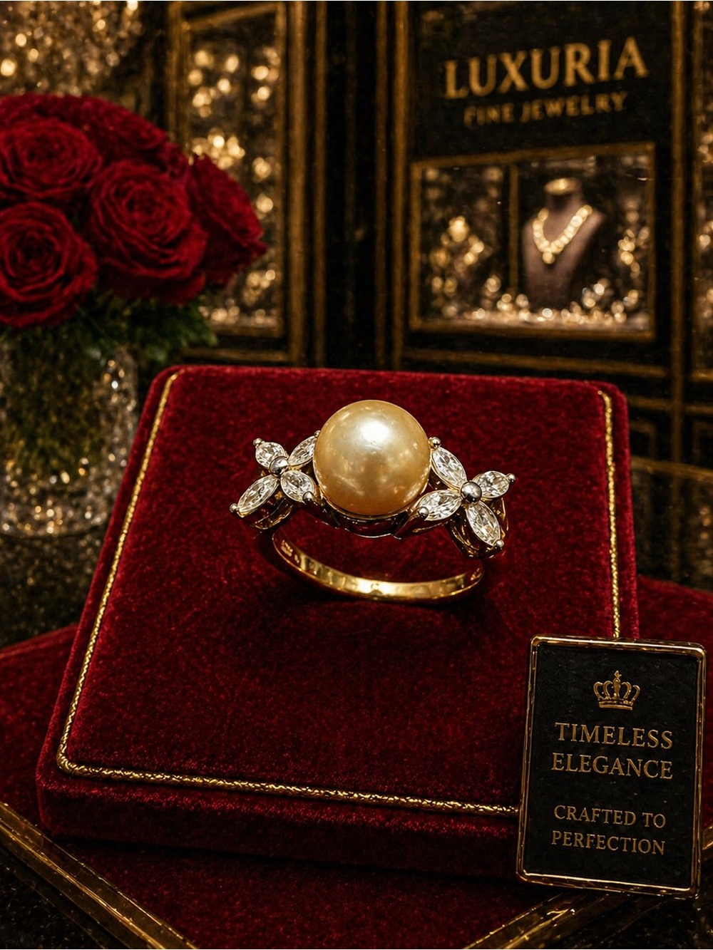 JTV Pearlfection® Golden South Sea Simulant With Cubic Zirconia 18k Gold Over